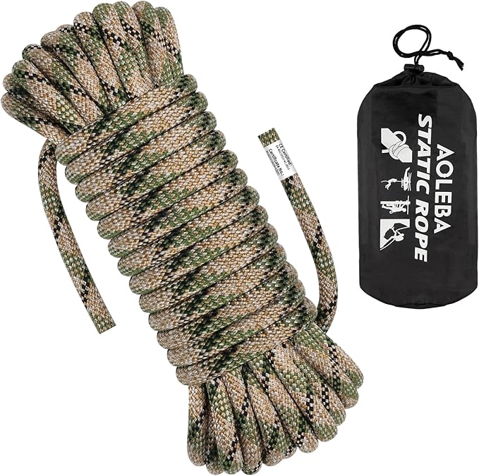AOLEBA 10.5 mm Static Climbing Rope 10M(32ft) 20M(64ft) 30M(96ft) 50M(160ft) 70M(230ft) Outdoor Rock Climbing Rope, Escape Rope Ice Climbing Equipment Fire Rescue Parachute Rope