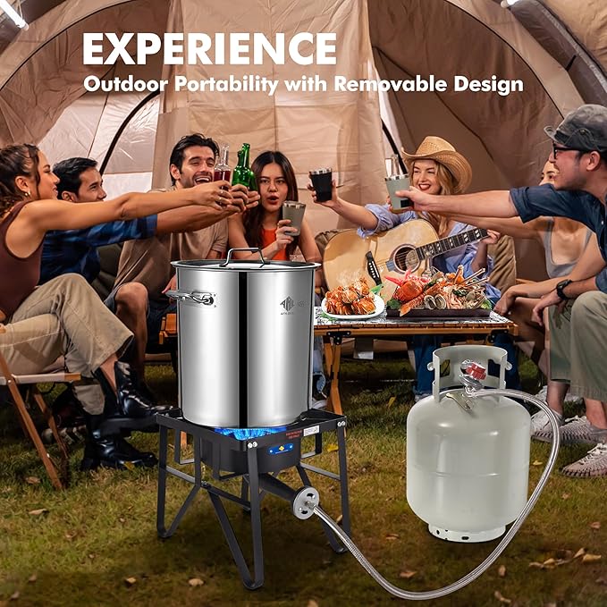 ARC Advanced Royal Champion ARC Propane Burner, 200,000 BTU Propane Stove with 0-20 PSI Regulator, Outdoor Burners for Cooking Gas Burner Gas Cooker Single Burner for Outdoor Cooking