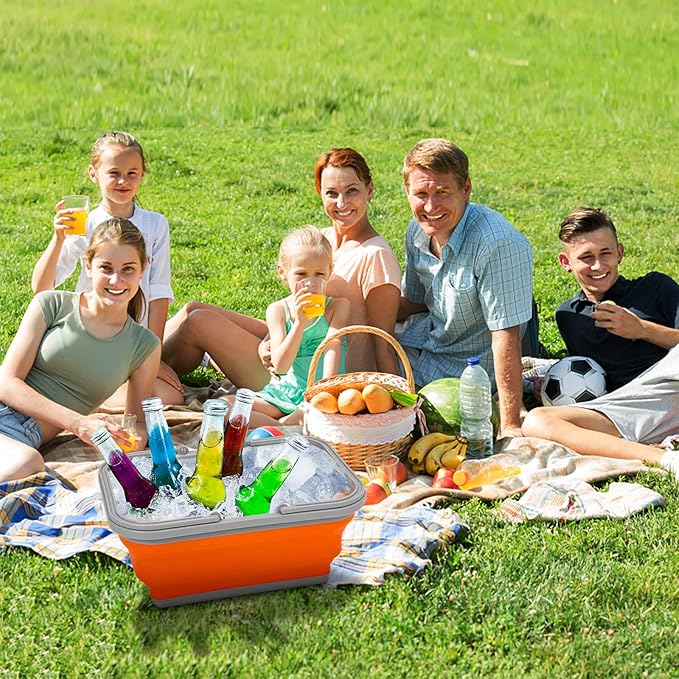 AUTODECO Collapsible Sink with Handle Towel, 2.37 Gal / 9L Foldable Wash Basin for Washing Dishes, Camping, Hiking and Home