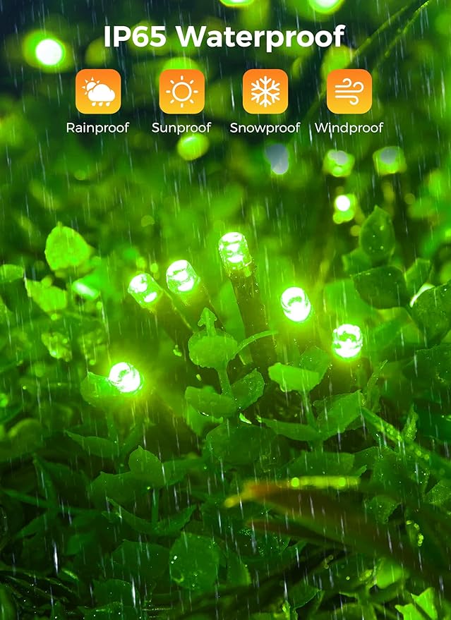 2-Pack 400LED 170FT Total Solar Outdoor Lights IP65 Waterproof Solar Powered Lights with 8 Lighting Modes for Party Garden Yard Home Holiday Tree Decoration Lighting,Green