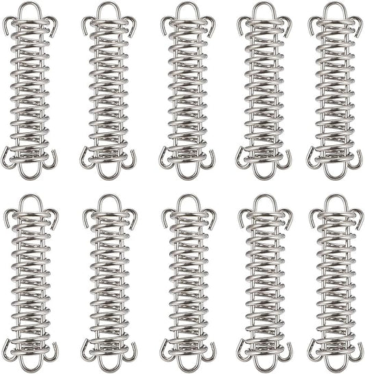 TOBWOLF 10PCS Tent Spring Buckle, Windproof Stainless Steel Rope Tensioner Awning Fixed Hook Buckle, Portable Camping Tent Fixed Buckle, Spring Buckle Set for Outdoor Camping, Dog Training, Swing