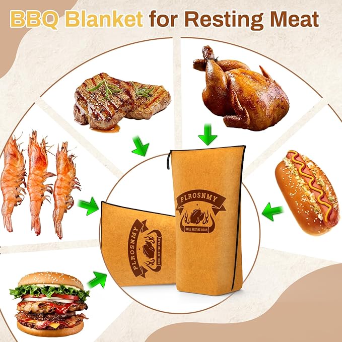 BBQ Blanket for Resting Meat, 18 Inch Smoker Meat Resting Blanket for Brisket, Beef, Turkey, Wide Mouth Meat Insulated Resting Bag for Smoking, Grilling, Camping
