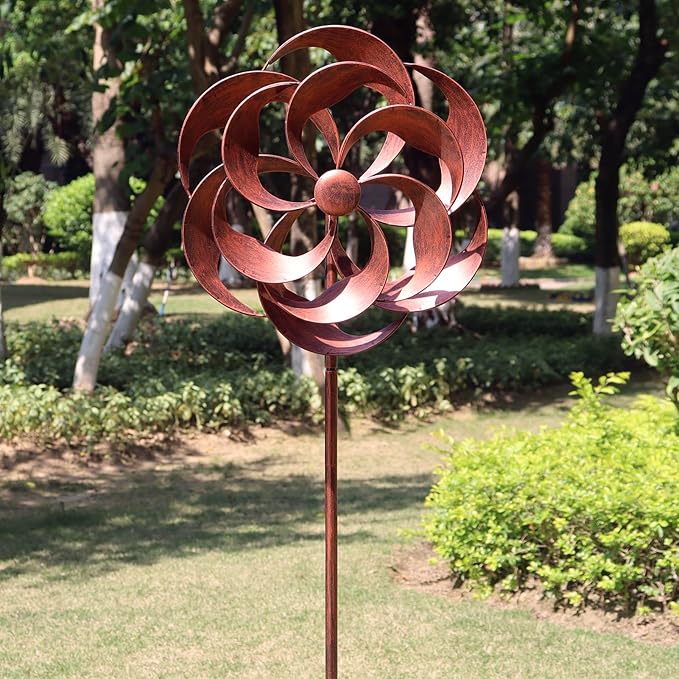 360 Degrees Metal Swivel Classical Wind Spinner Willow Leaves for Patio Lawn Outdoor Yard Lawn Garden