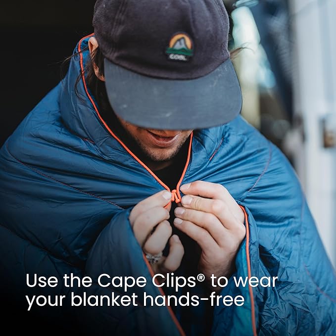 Rumpl Original Puffy Blanket - Warm, Water-Resistant Camping Blanket with 100% Recycled Synthetic Insulation, 52"x75", Original Puffy V2, Deepwater