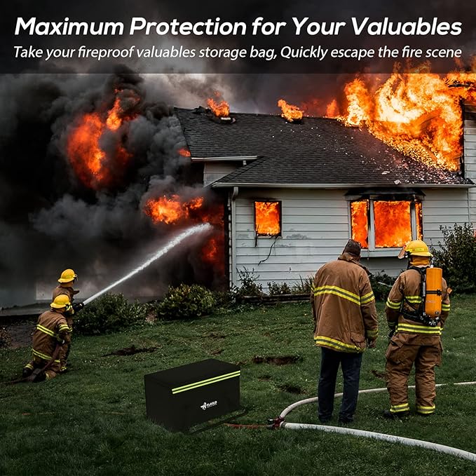 FLASLD Large Fireproof Document Bags, 24x12x12” Waterproof Storage Firesafe Bag, Fireproof Folder Safe Box for Cash, Valuables & Passport, Silicone Coating & Zipper Closure