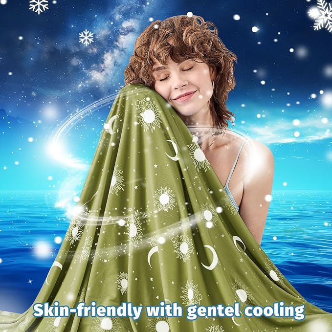 inhand Cooling Blanket King Size (90"x108") - Cooled Blankets for Hot Sleepers Lightweight Breathable Summer Blanket for Sleeping Night Sweats to Keep Cool in The Heat -Wild Fern Green
