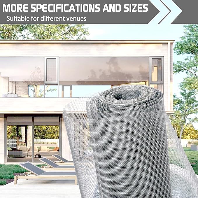 304 Sliver Stainless Steel Robust & Shielding Window Screen Replacement Mesh Screen, 39IN x 100FT, Perfect for Windows, Doors, Patios & Pets, Mosquito-Proof,Sturdy Screen Mesh Roll (20 Mesh)
