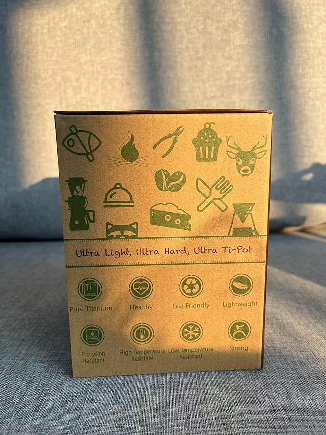 Bestargot Titanium Pot 750ml, Portable French Press | Ultralight Camping Pot for Coffee, Cooking & Survival | Compatible with Camp Stoves