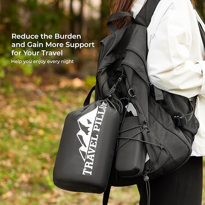 Travel Pillow Memory Foam Pillows, Camping Pillow-Compressible Medium Firm, Breathable Cover, Ideal Backpacking Hiking, Bed Pillows, Airplane and Car (White, M)