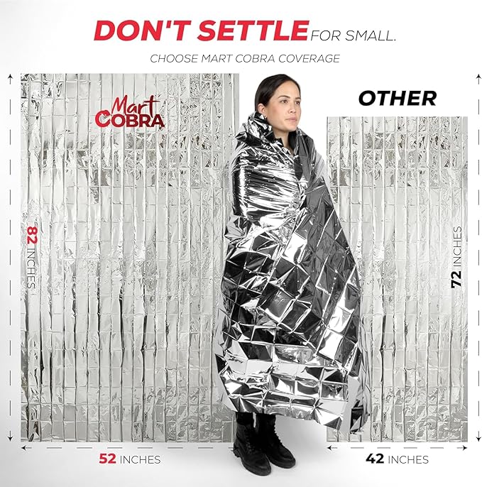 Emergency Blanket 4-Pack Space Mylar Blankets Survival Gear and Supplies Reusable Thermal Camping Hunting Essentials First Aid Car Emergency Kit Prepper Bug Out Bag Foil Warm Cat Cold Snow Winter