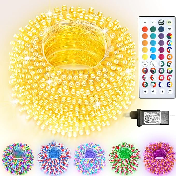 300 LED Color Changing Christmas Lights, 35 Colors 98FT String Lights Halloween Decorations, Waterproof Twinkle Fairy Light Clear Wire for Bedroom Indoor Outdoor Holiday Xmas Tree Wedding Party