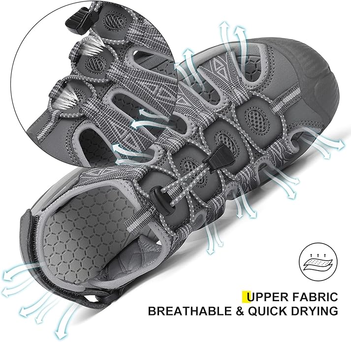 Dannto Women's Sport Hiking Sandals Closed Toe Outdoor Athletic Walking Sandal Lightweight Summer Water Shoes