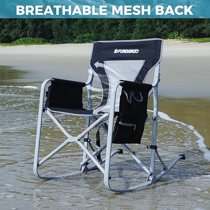 FUNDANGO Camping Director Chair for Adults, Foldable Portable Chair Outdoor Folding for Outside, Backyard, Patio, Lawn, Garden