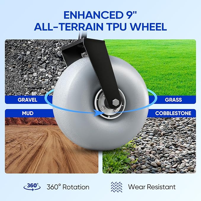 Beach Wagon with Big Wheels for Sand,260L Extra Large Beach Cart with 9" All-Terrain Balloon Wheels, Heavy Duty Folding Wagon, Adjustable Handle,450lb Capacity for Outdoors & Fishing