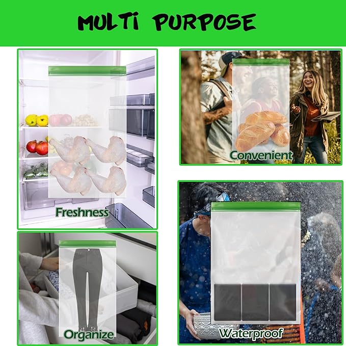 2 pack Bear Bags for Food Backpacking, Double Seal Odor Barrier Storage Bags Reusable Camping,No-Odor Zipper Barrier Bags Fit Home Organization, Food Storage,Freezer Safe (9x10in)