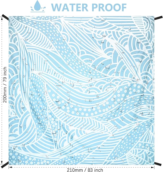 Beach Blanket Waterproof Sandproof Extra Large Beach Mat 79" X 83"/120"x108"for 1-8 Adults Quick Drying Durable Outdoor Picnic Mat for Beach Travel Camping Hiking