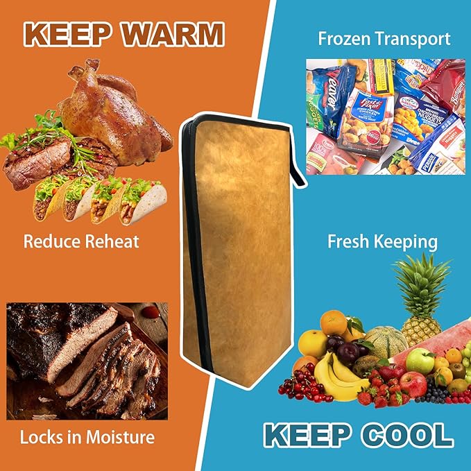 BBQ Meat Blanket for Resting Meat, Insulated Meat Resting Bag with Meat Smoking Guide for BBQ Smoking, Reusable Wide Mouth Resting Blanket for Large Briskets/Turkeys/Pork Shoulders