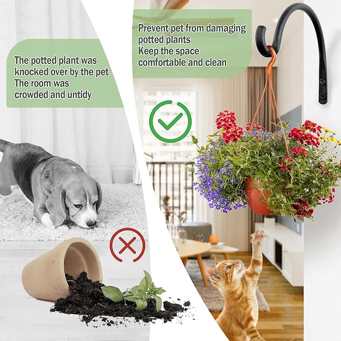 AJART Hanging Plant Hanger Outdoor: 6-Inch Bird Feeder Wall Hooks - Rust-Resistant Plant Bracket Hook for Hanging Flower Baskets