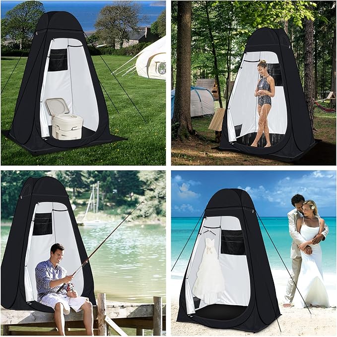 Pop Up Privacy Shower Tent Camping Portable Toilet Tent Outdoor Changing Porta-Potty Camp Bathroom Dressing Room Instant Privacy Shelters for Hiking Beach Picnic Fishing, Extra-Tall