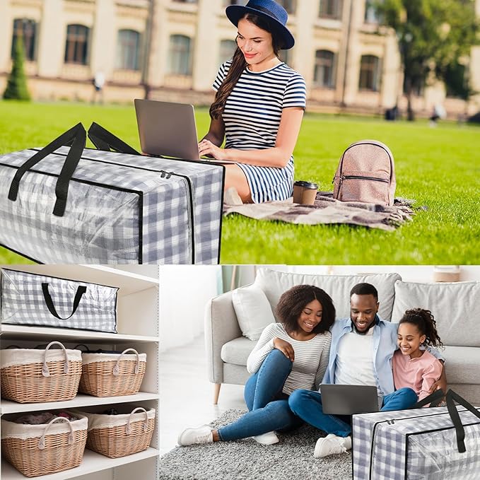 Clear Storage Bags with Zipper, 2 Pack Large Moving Bags Heavy Duty Extra Large, Plastic Storage Totes for Clothes, College dorm Packing Bags with Strong Handles