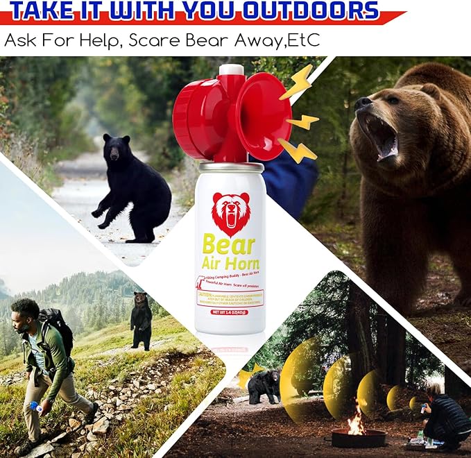 1.4oz Bear Horn for Self Defense, 123dB Loud Mini Air Horn, Audible Up to 1/2 Mile, Safety Air Horn for Hiking,Camping and Outdoor Protection