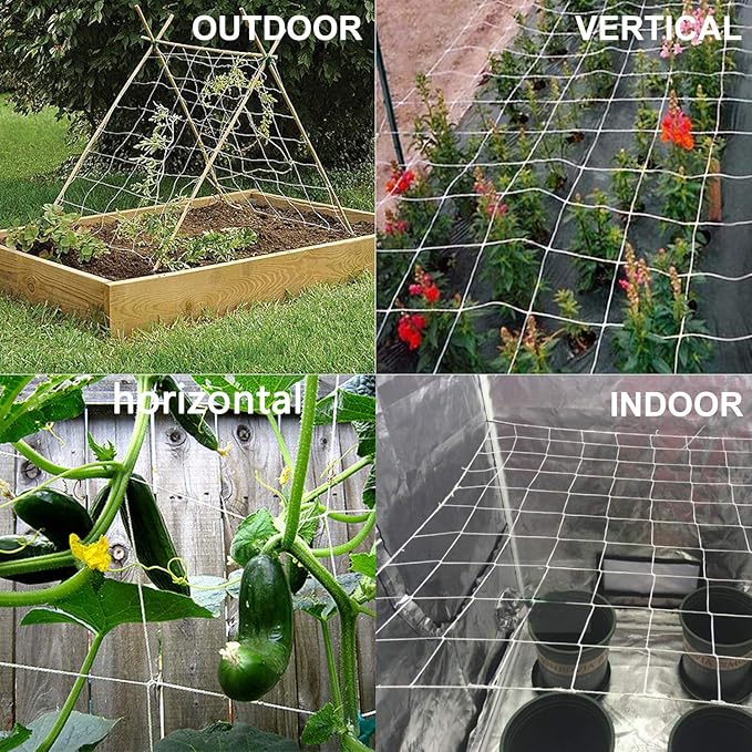 All-Weather Trellis Netting Mesh Plant Garden Vine Growing Flexible String Net (6" Mesh ployester, 5' Wx 30'L)