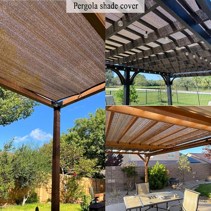 90% Sun Shade Cloth for Patio, 10x20 Ft Breathable Sunshade Fabric for Garden, UV Resisant & Privacy Protection Shade Screen for Pergola, Backyard, Deck, Pool, Balcony, Mocha
