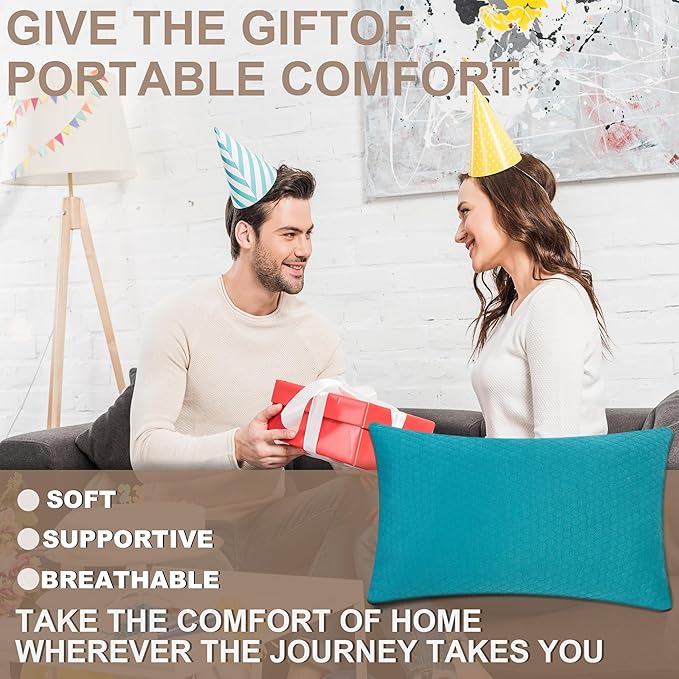 Camping Pillow Small Shredded Memory Foam Pillow, Travel Pillow Breathable and Soft, Suitable for Backpacking Hiking, Airplane and Car