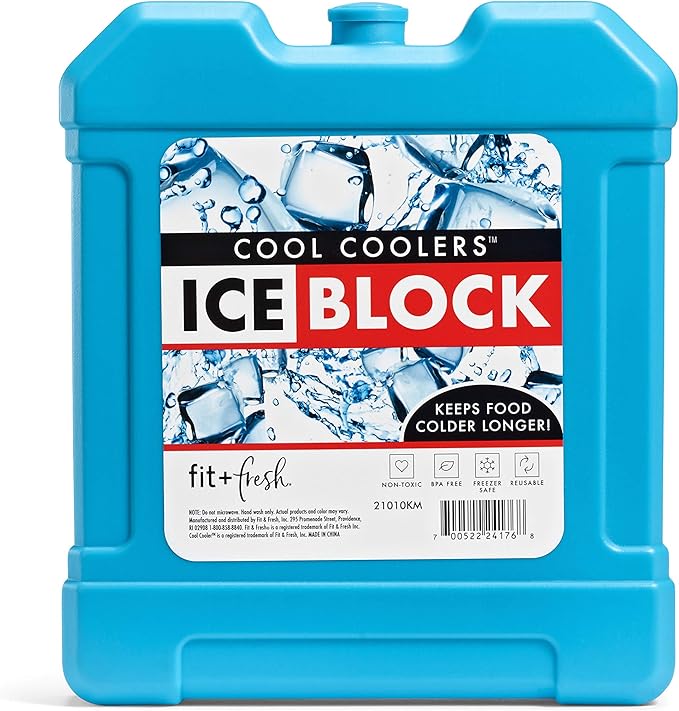 Cool Coolers by Fit + Fresh, XL Cooler Ice Block, Large and Powerful Ice Pack, Perfect for Insulated Cooler, Beach Bag, Backpack Cooler & Travel, 1PK, Blue