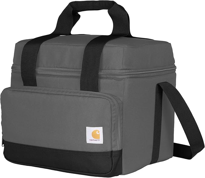 Carhartt Insulated Two Compartment Cooler, Durable Water Repellent Material W/Front Zippered Pocket for Camping, Beach & Travel