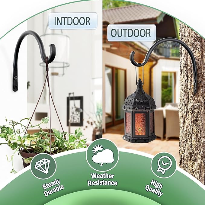 AJART Hanging Plant Hanger Outdoor: 6-Inch Bird Feeder Wall Hooks - Rust-Resistant Plant Bracket Hook for Hanging Flower Baskets