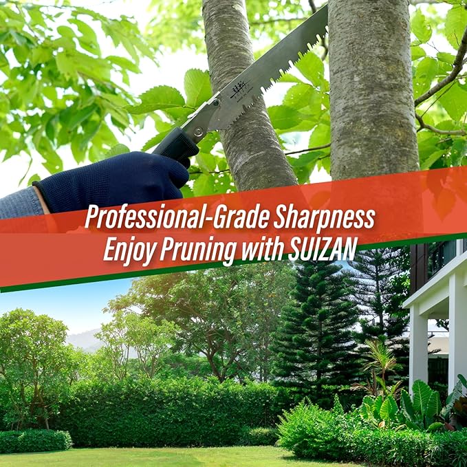 SUIZAN Pruning Saw 10.6" Gullet Blade - Professional Japanese Tree Trimming Handsaw Pullsaw Gardening Tools