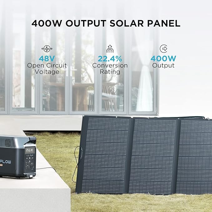 EF ECOFLOW 400W Portable Solar Panel, Foldable & Durable, Complete with an Adjustable Kickstand Case, Waterproof IP68 for Outdoor Adventures