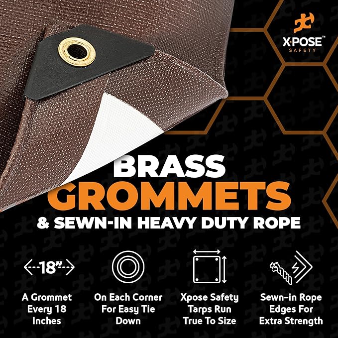 12' x 30' Brown/White Ultra Heavy Duty Tarp - 20 Mil Tarps Heavy Duty Waterproof 12x30 - Extra Large Outdoor Tarp, Waterproof Tarp Cover for Rain Camping, Tent Tarp, UV Protection, Reinforced Corners