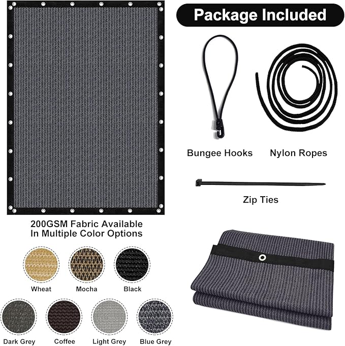 Artpuch 90% Sun Shade Cloth, 5 x 16 FT Pergola Shade Cover Canopy with Grommets, Sun Screen Fabric Tarp for Patio, Outdoor, Garden, Backyard, Blue Grey