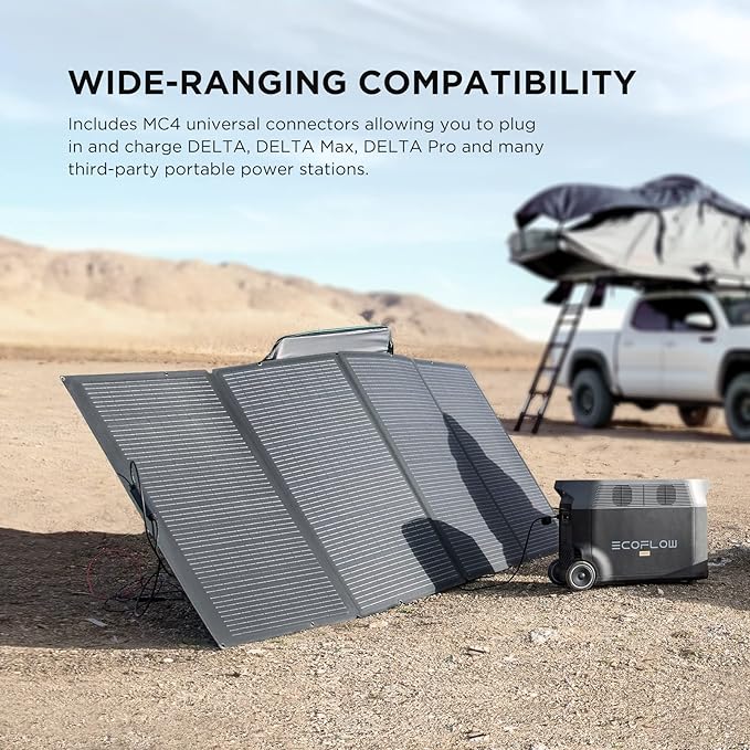EF ECOFLOW 400W Portable Solar Panel, Foldable & Durable, Complete with an Adjustable Kickstand Case, Waterproof IP68 for Outdoor Adventures