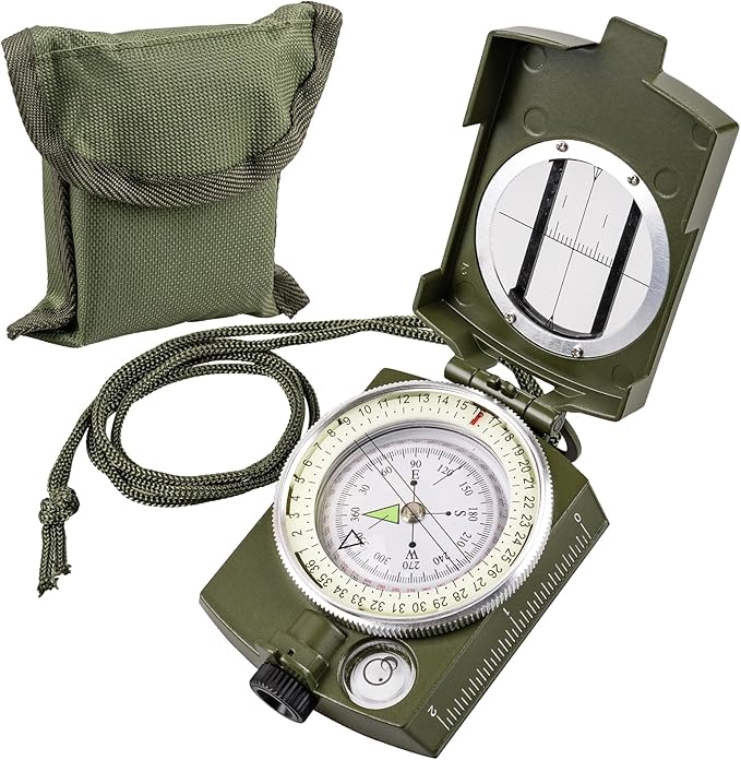 Compasses，Hiking Compass for Survival with ，Compass Survival，Waterproof Durable and Pocket-SizedTactical Survival Compass with Lanyard，Climbing Biking Exploring Geology, Outdoor Activities