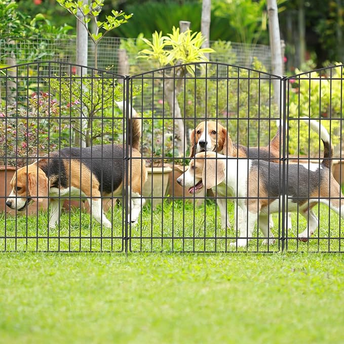INJOPEXI Decorative Garden Fence 12 Panels 23.6ft (L)×30in (H) Garden Fences with 12 Panels Rustproof Metal Wire No Dig Animal Barrier Fencing Rabbit Dog Fence for Yard Patio Outdoor - Without Gate
