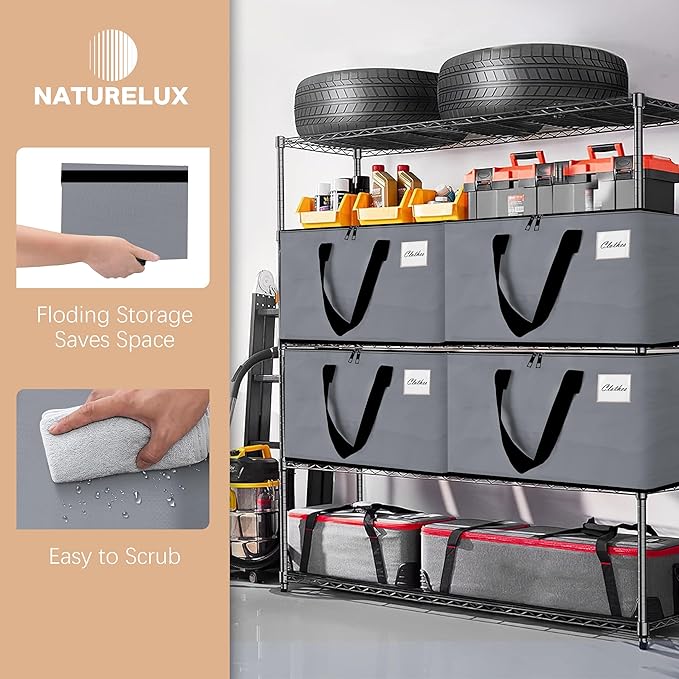 Heavy Duty Moving Bags - Extra Large Packing Bags and Storage Totes, Collapsible and Foldable Option for Moving and Storage, Grey, 93 L - 18 Pack