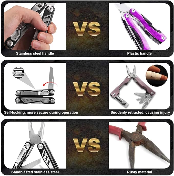 Gifts for Men, KUPERIA Multitool Needle Nose Pliers, 16-in-1 Stainless Steel Multi Tool Pocket Knife, Cool Gadgets, Survival Knife with EDC Pouch Used as Bottle Opener, Screwdriver, saw etc