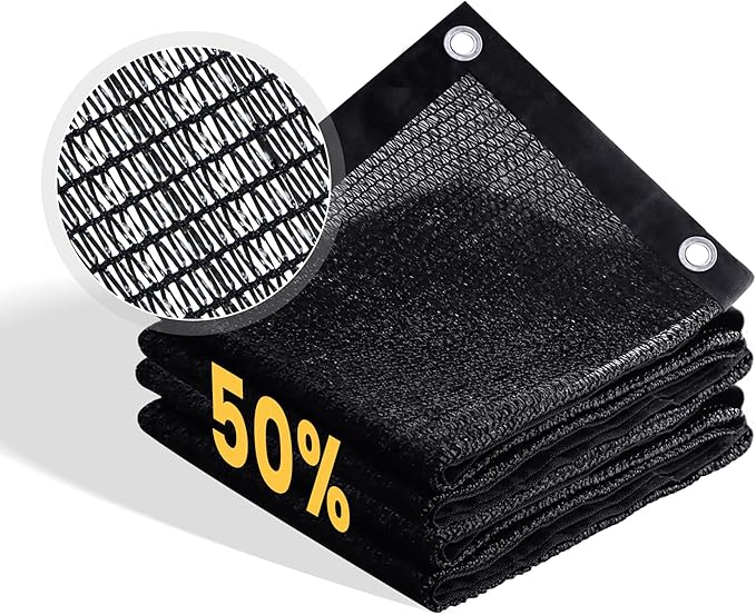 VICLLAX 50% Shade Cloth, 6x11FT Durable Black Mesh Trap with Every 3 FT Grommet, Sun Shade Fabric Netting for for Plants Cover, Greenhouse, Chicken Coop, Barn Kennel, Garden Patio