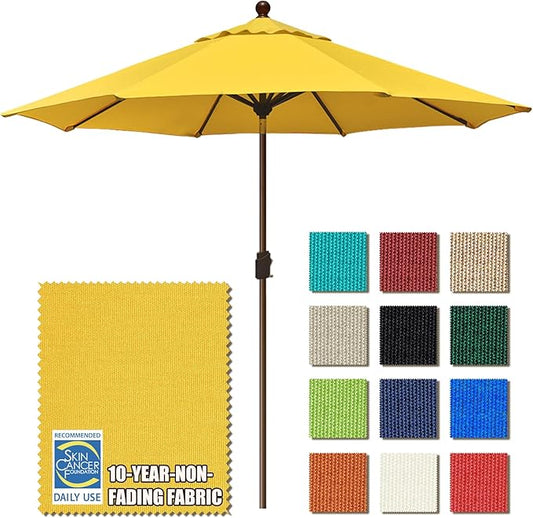 EliteShade USA 10-Year-Non-Fading 10Ft Market Umbrella Patio Umbrella Outdoor Table Umbrella with Ventilation, Sunflower Yellow