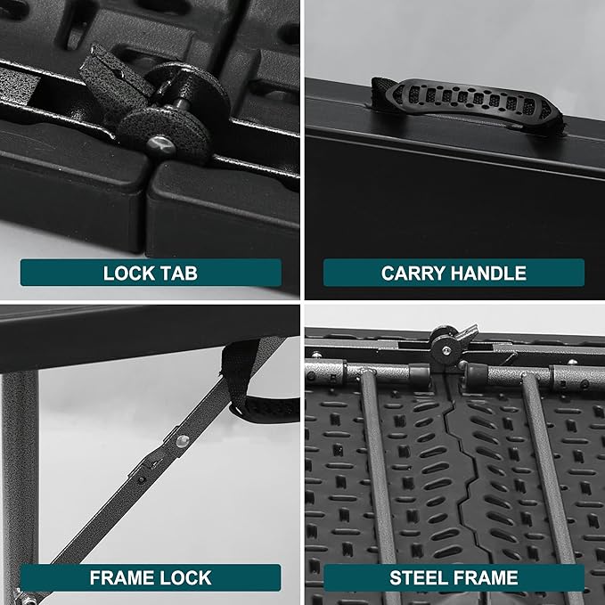 4ft Folding Table, Sturdy Outdoor Folding Table, Perfect for Camping Picnics Parties Durable Foldable Table with Easy Setup Ideal Portable Folding Tables for Indoor & Outdoor Use