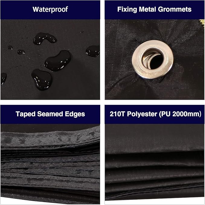 REDCAMP Ultralight Tent Footprint, PU 2000 Waterproof Camping Tent Tarp with Drawstring Carrying Bag for Ground Camping Hiking (95"x87" UL Black)