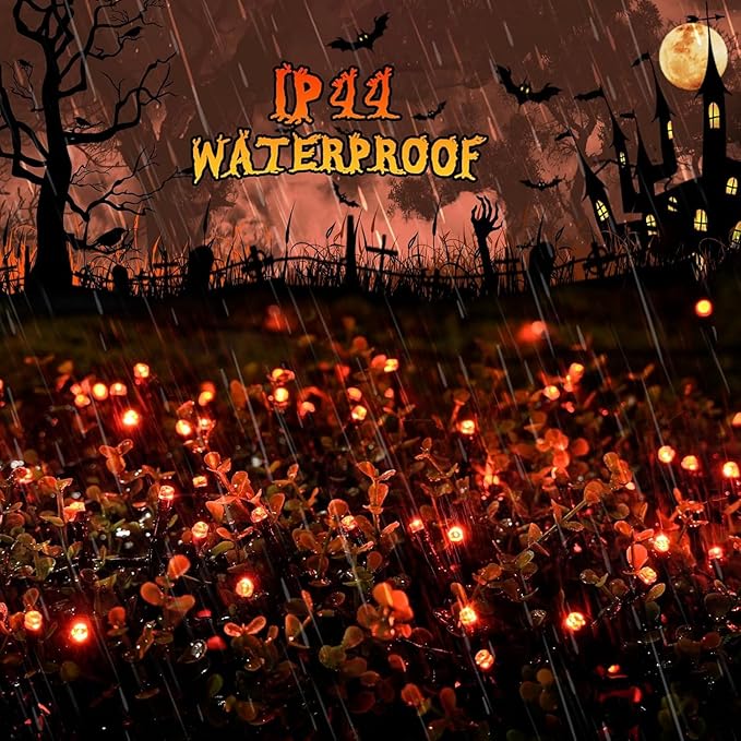 JMEXSUSS 250 LED Orange String Lights, 91.5ft Orange Halloween Lights Outdoor Waterproof, 8 Lighting Modes Connectable Halloween Tree Light for Yard Patio Party Holiday Decorations