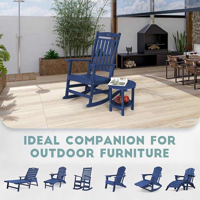 FUNBERRY Outdoor Adirondack Side Table, 2-Tier Patio End Tables, HDPE All Weather for Outside