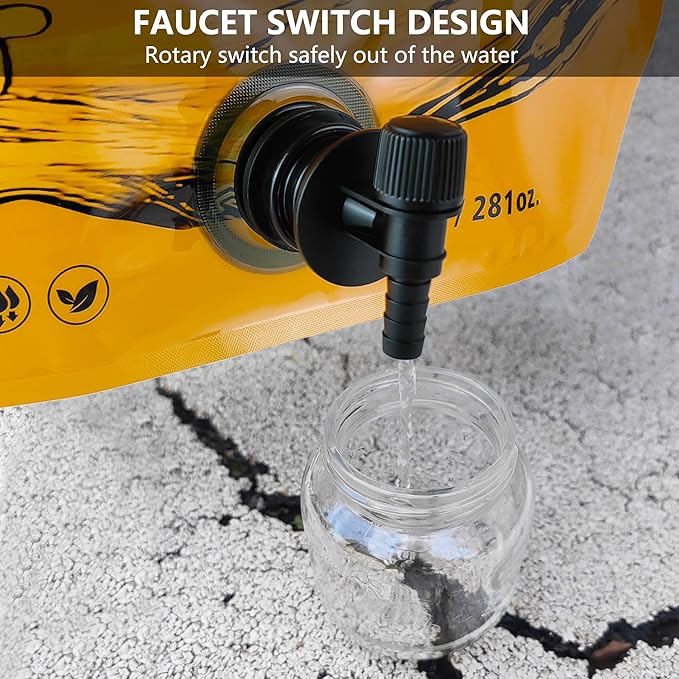 Collapsible 8L Water Storage Bag, BPA-Free Portable Folding Water Jug with Adjustable Faucet, Leakproof Emergency Water Bag for Camping, Hiking, Riding, Outdoor Sport (Orange, 2)