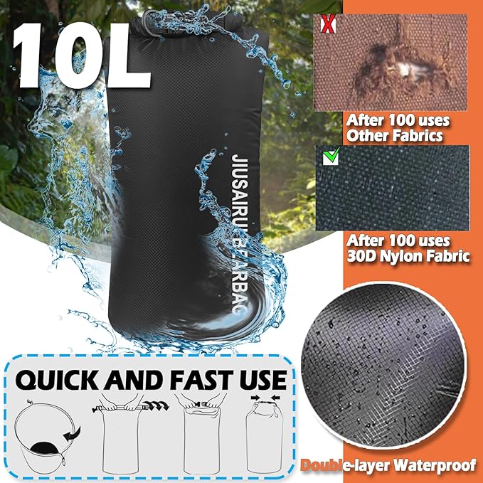 7.8Oz Ultralight Bear Bag Hanging Kit: 30D Waterproof Bear Proof Food Storage for Backpacking and Camping Alternative to Bear Canister (10L)