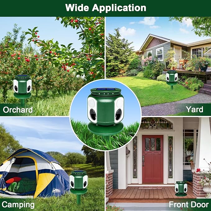 2025 Upgraded Solar Animal Repeller - 360° Animal Repellent Ultrasonic Outdoor - Deer Cat Repellent Devices Squirrel Dog Repeller with Motion Sensor & Flash for Fox Bird Mole Skunk Coyote Raccoon