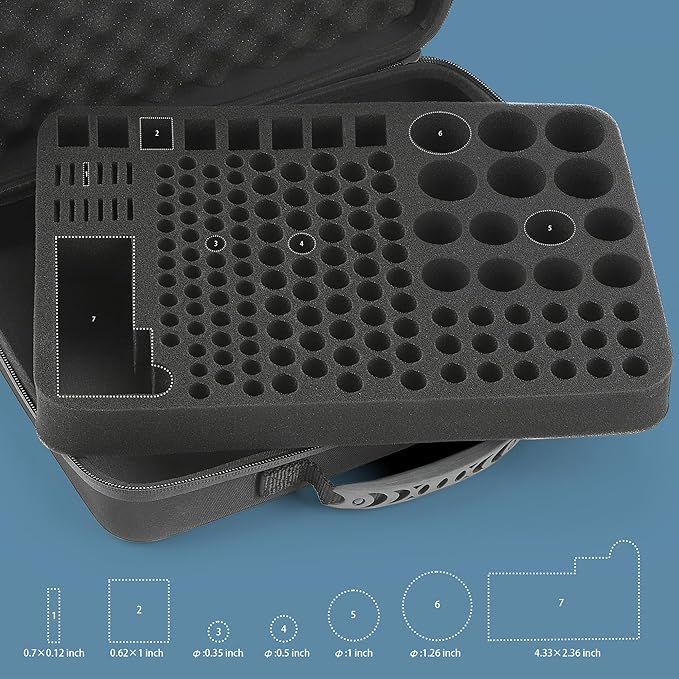 MOSLA Battery Organizer, Waterproof Battery Organizer Storage Case with Tester BT-168 (Dark Blue&Black)